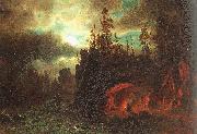 Albert Bierstadt The Trappers Camp painting